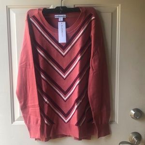 Liz Claiborne Long Sleeve, Sz ST, Crew Neck, Duster Cedar Chevron Sweater. NEW